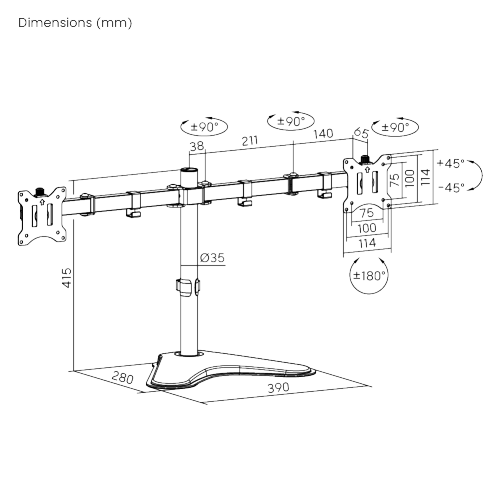 Dual Monitors Economical Steel Articulating Monitor Stand LDT42-T024 For Most 17"-32" Monitors from china(chinese)