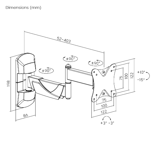 エレガントスリムフルモーションテレビ壁掛け金具 LPA39-112 ほとんどの13"~27"LED/LCDフラットパネルテレビ用 from china(chinese)