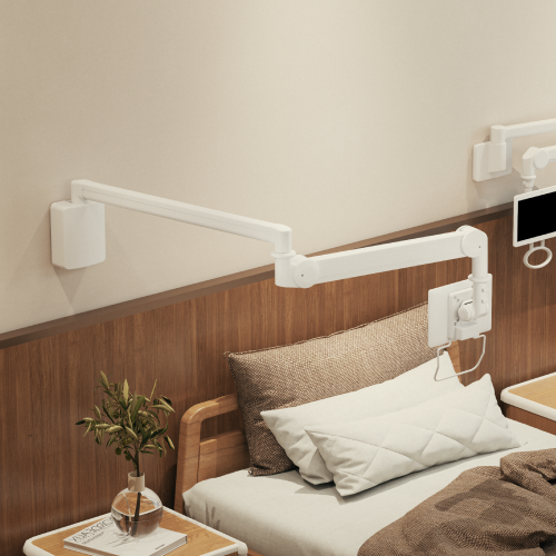 Medical Wall-Mounted Monitor Arm MED04-2 Full Motion Adjustments丨 Space-Saving Design from china(chinese)