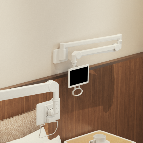 Medical Wall-Mounted Monitor Arm MED04-1 Full Motion Adjustments丨 Space-Saving Design from china(chinese)