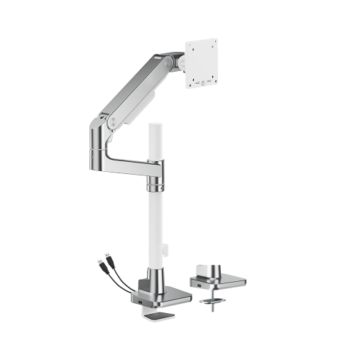 Noteworthy Pole-Mounted Heavy-Duty Gas Spring Monitor Arm with USB-A/USB-C Ports LDT81-C012UCP Supports monitors up to 49’’ or weights ups to 20kg (44lbs) from china(chinese)