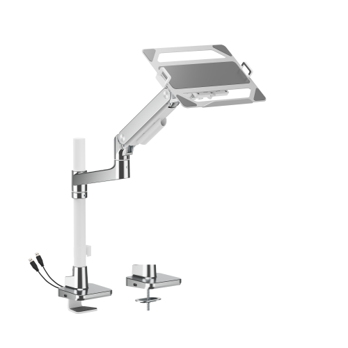 Pole-Mounted Heavy-Duty Gas Spring Monitor Arm with Laptop Holder and USB-A/USB-C Ports LDT81-C012UCP-ML Work as a monitor arm or laptop holder from china(chinese)