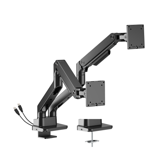 Noteworthy Heavy-Duty Gas Spring Dual Monitor Arm with USB-A/USB-C Ports LDT81-C024UC Supports monitors up to 35’’ or weights ups to 20kg (44lbs) from china(chinese)