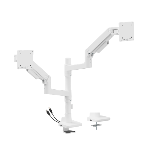 Noteworthy Pole-Mounted Heavy-Duty Gas Spring Dual Monitor Arm with USB-A/USB-C Ports LDT81-C024UCP Supports monitors up to 49’’ or weights ups to 20kg (44lbs) from china(chinese)