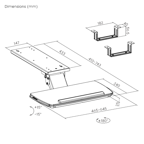 Adjustable Under-Desk Keyboard Tray KBT12-01 Compatible with Most Sit-Stand Desks and Common Desks from china(chinese)
