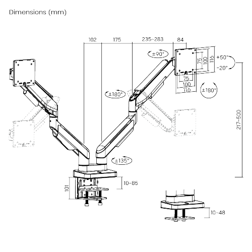 Heavy-Duty Gaming Monitor Arm for Dual Monitors LDT61-C024 For most 17"-35" Monitors from china(chinese)