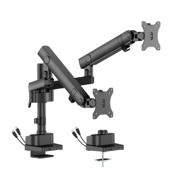 Dual Screen Pole-Mounted Heavy-Duty Mechanical Spring Monitor Arm with USB Ports