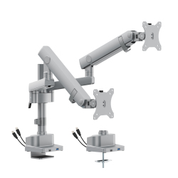 Dual Screen Pole-Mounted Heavy-Duty Mechanical Spring Monitor Arm with USB Ports