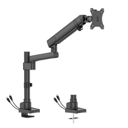 Single Screen Pole-Mounted Heavy-Duty Mechanical Spring Monitor Arm with USB Ports