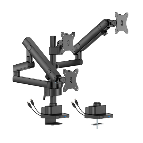 Triple Screen Pole-Mounted Heavy-Duty Mechanical Spring Monitor Arm with USB Ports LDT84-C036UCP For most 17"-27" Monitors from china(chinese)