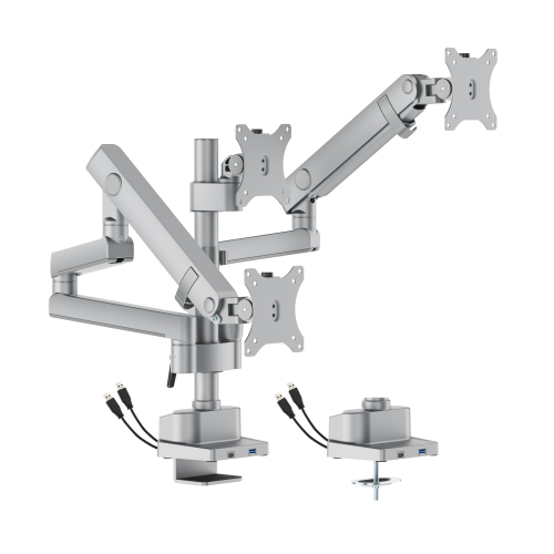 Triple Screen Pole-Mounted Heavy-Duty Mechanical Spring Monitor Arm with USB Ports LDT84-C036UCP For most 17"-27" Monitors from china(chinese)