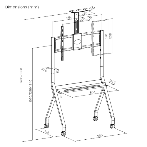 Cost-Effective Heavy Duty TV Cart TTL16-57FW for 45" -75" TVs up to 80kg (176lbs)  from china(chinese)
