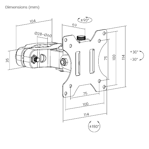 Pivot Pole Mount Monitor Arm LDA35-110 No Walls, Desks - Only a Pole Will Do from china(chinese)
