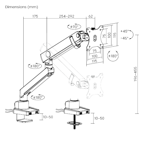 Single Screen Slim Heavy-Duty Mechanical Spring Monitor Arm with USB Ports LDT84-C012UC For most 17"-40" Monitors from china(chinese)