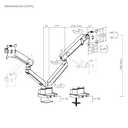 Dual Screen Slim Heavy-Duty Mechanical Spring Monitor Arm LDT84-C024 For most 17"-35" Monitors from china(chinese)