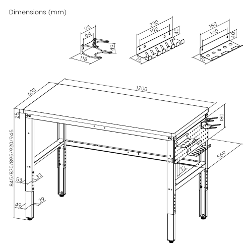 Height Adjustable Workbench with 1200mm Anti-Static Surface WKB04-T120-ESD With an impressive load capacity of 500kg (1100lbs), it offers a robust and steady workspace from china(chinese)