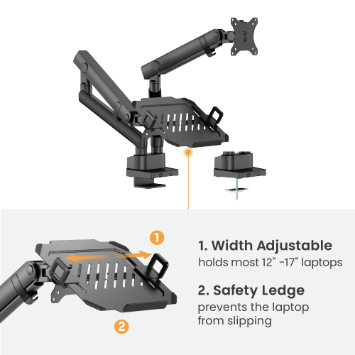 Heavy-Duty Mechanical Spring Monitor Arm with Laptop Tray LDT84-C024ML For most 17"-35" Monitors and 12"-17" Laptops from china(chinese)