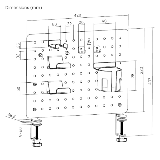 Gaming Clamp Mount Pegboard