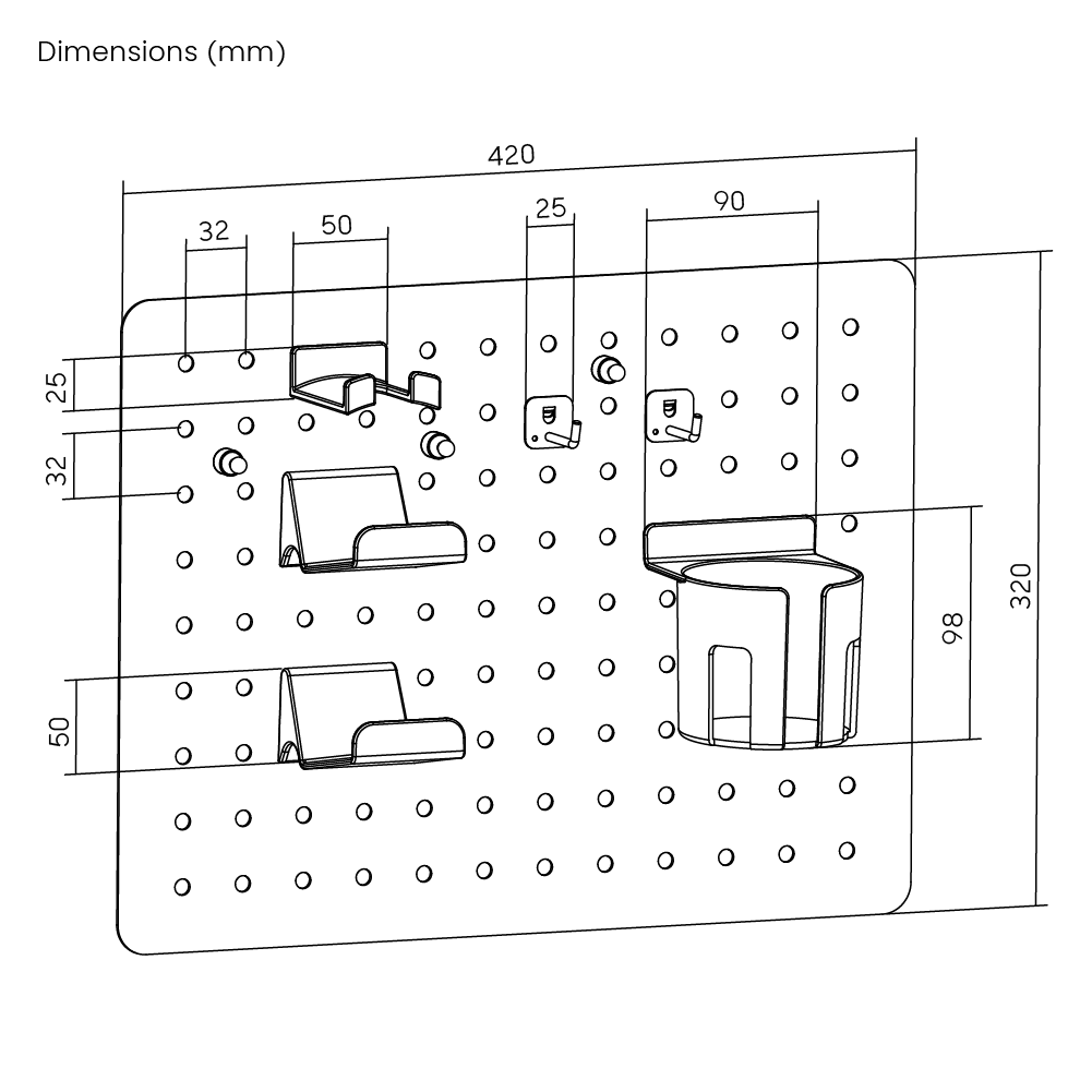 Wall-Mounted Pegboard with Storage Kits