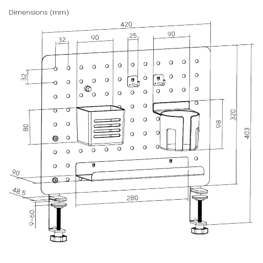 Dazzling Clamp Mount Pegboard