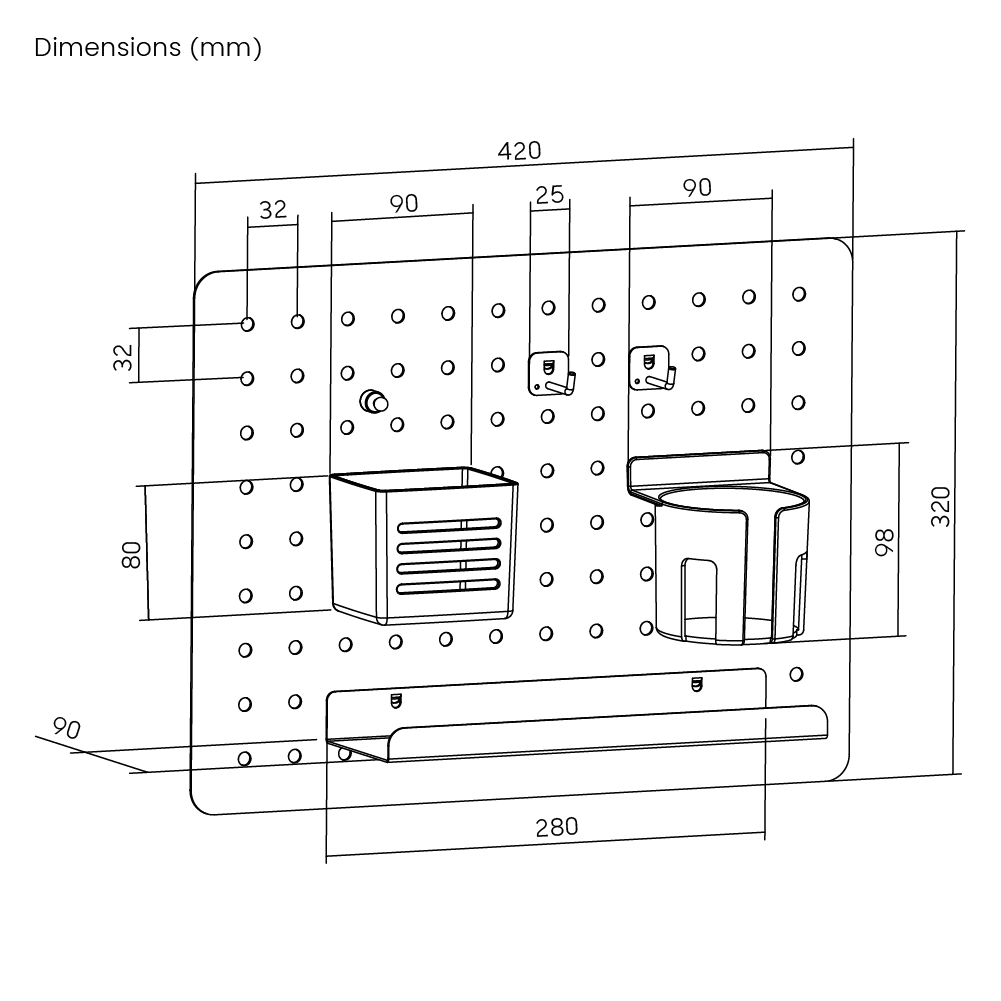 Wall-Mounted Pegboard with Storage Kits  