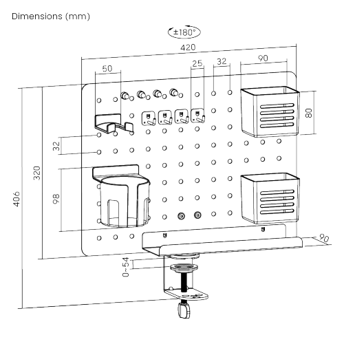 Desk-Mounted Rotating Pegboard PB-002-01R Customizable Layout | Space-Saving Design | Easy Installation from china(chinese)