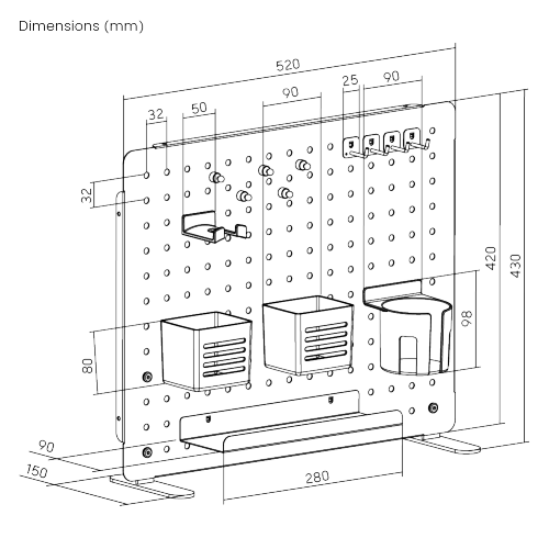 Desk-Placement Pegboard with storage kits PB-002-S  from china(chinese)