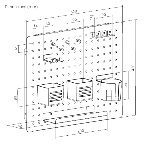 Wall-Mounted Pegboard with storage kits PB-002-W  from china(chinese)