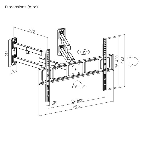 Full-Motion Corner TV Wall Mount LPA63-466C For Most 32''-70'' Displays from china(chinese)