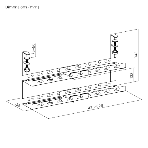 Extendable 2-Layer Clamp-On Under-Desk Cable Management Tray CC11-10-2D  from china(chinese)