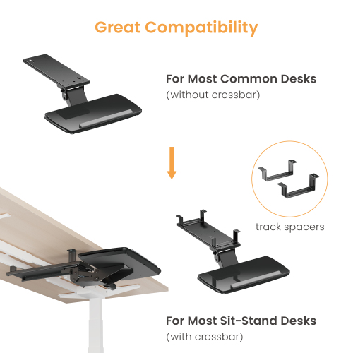 Adjustable Under-Desk Keyboard Tray KBT12-01 Compatible with Most Sit-Stand Desks and Common Desks from china(chinese)