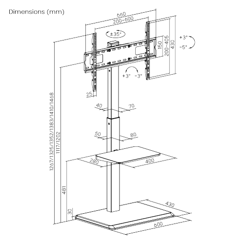 Storage-Savvy TV Floor Stand FS32N-46 For most 37"-75" TVs from china(chinese)