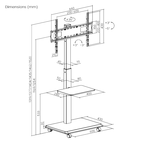 Storage-Savvy TV Cart with USA Standard Power Strip FS32N-46WS For most 37"-75" TVs from china(chinese)