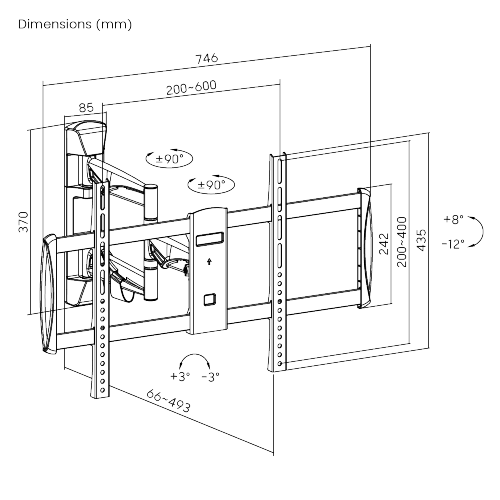 Elegant Aluminum Full-motion TV Wall Mount  LDA20-463 For most 37"-70" LED, LCD Flat Panel TVs  from china(chinese)