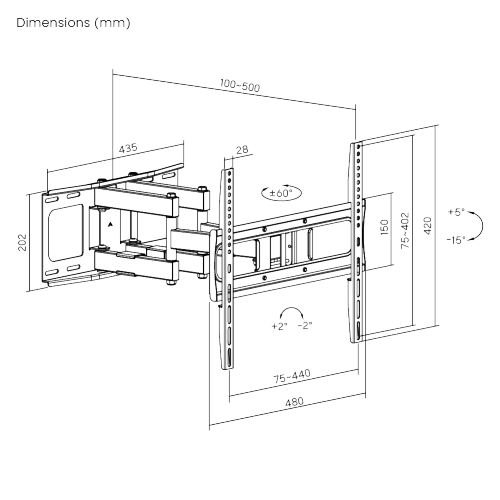 Heavy-Duty Full-Motion TV Wall Mount LPA80-446 For Double Stud (406mm) & Solid Wall from china(chinese)