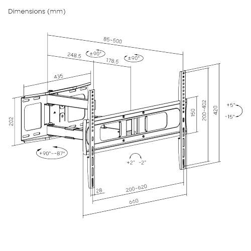 Full-Motion TV Wall Mount LPA80-463D For Double Stud (406mm) & Solid Wall from china(chinese)