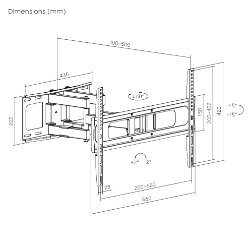 Heavy-Duty Full-Motion TV Wall Mount LPA80-466 For Double Stud (406mm) & Solid Wall  from china(chinese)