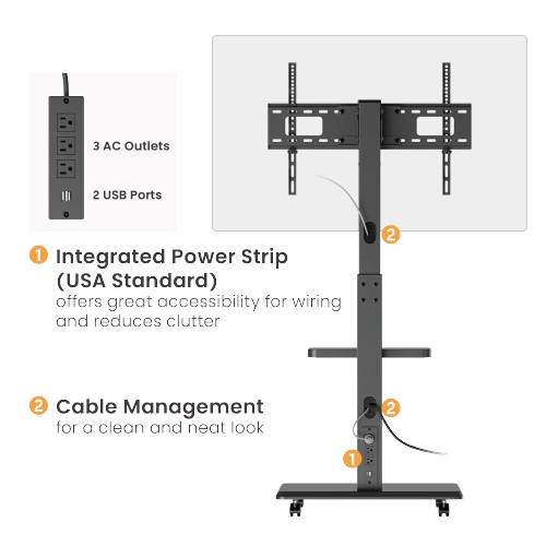 Storage-Savvy TV Cart with USA Standard Power Strip FS32N-46WS For most 37"-75" TVs from china(chinese)