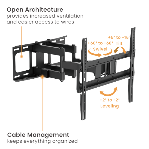 Heavy-Duty Full-Motion TV Wall Mount LPA80-446 For Double Stud (406mm) & Solid Wall from china(chinese)