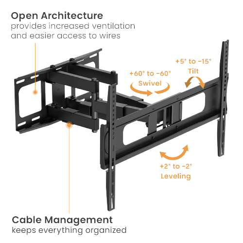Heavy-Duty Full-Motion TV Wall Mount LPA80-466 For Double Stud (406mm) & Solid Wall  from china(chinese)