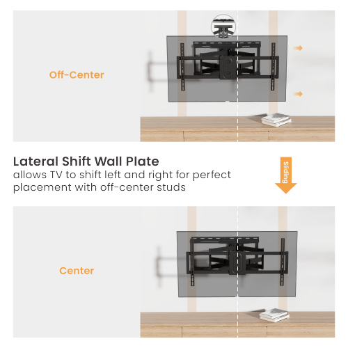 Heavy-Duty Full-Motion TV Wall Mount with Lateral Shift Wall Plate LPA80-486A For Double Stud (600mm) & Solid Wall from china(chinese)