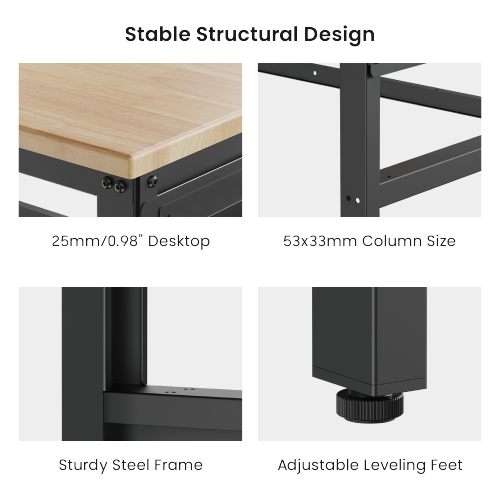 Height Adjustable Workbench with 1200mm Finger Joint Board Surface WKB04-T120-SD With an impressive load capacity of 500kg (1100lbs), it offers a robust and steady workspace from china(chinese)