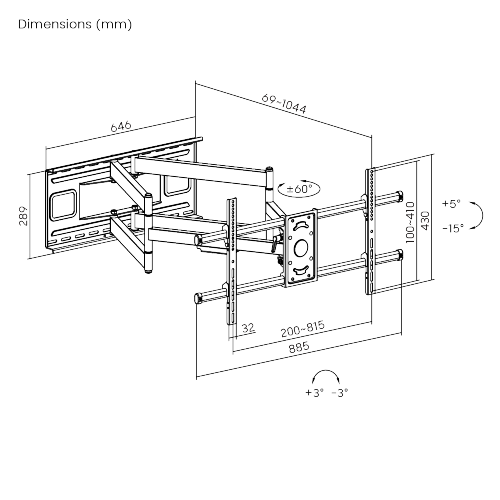 Heavy-Duty Full-Motion TV Wall Mount with Long Arm Extension LPA49-486XLD For Most 43"-90" Flat Panel and Curved TVs from china(chinese)