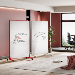 Double-Sided Mobile Magnetic Glass Whiteboard