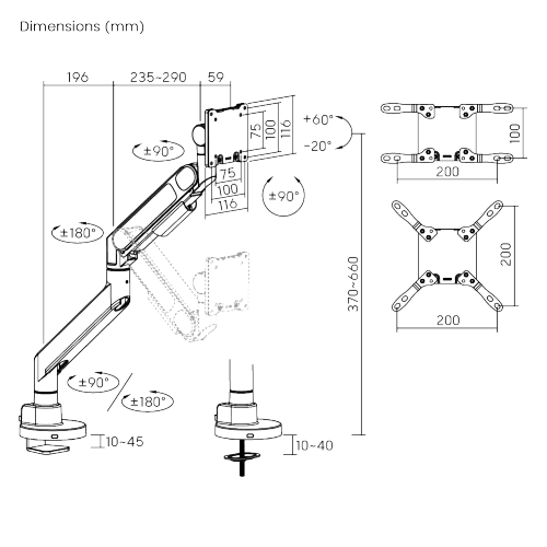 Future-Proof Heavy-Duty Gas Spring Monitor Arm LDT92-C012 For Heavy and Oversized 24"~57" Monitors from china(chinese)