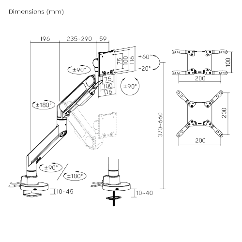 Future-Proof Heavy-Duty Gas Spring Monitor Arm with USB Ports LDT92-C012UC For Heavy and Oversized 24"~57" Monitors from china(chinese)