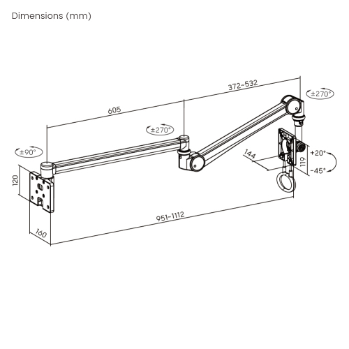 Medical Wall-Mounted Monitor Arm MED04-1 Full Motion Adjustments丨 Space-Saving Design from china(chinese)