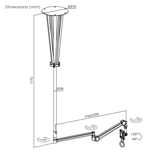 Medical Ceiling Monitor Mount MED04-5 Full Motion Adjustments丨 Space-Saving Design from china(chinese)