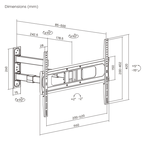 Full-Motion TV Wall Mount LPA80-463 For Single Stud & Solid Wall from china(chinese)