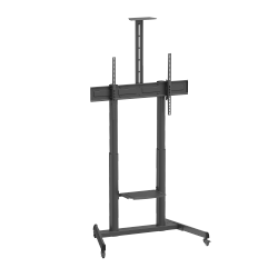 Telescope Height-Adjustable Steel TV Cart with Quick-Release Spring Lock